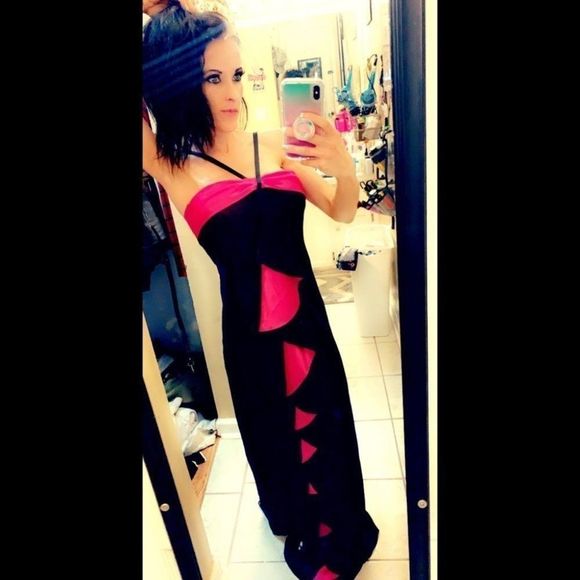 Like new beautiful pink/black formal dress - Picture 2 of 7